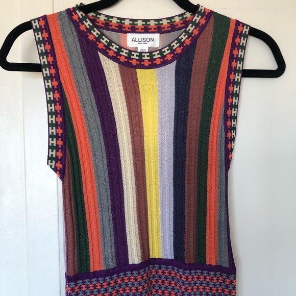 Allison New York Missoni Style Striped Sleeveless Pleated Knit Midi Dres… - Picture 4 of 10